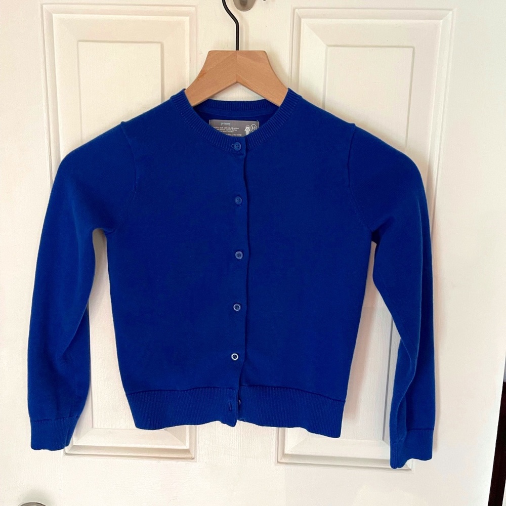 Girls size 8-9 Blue Primary Cardigan